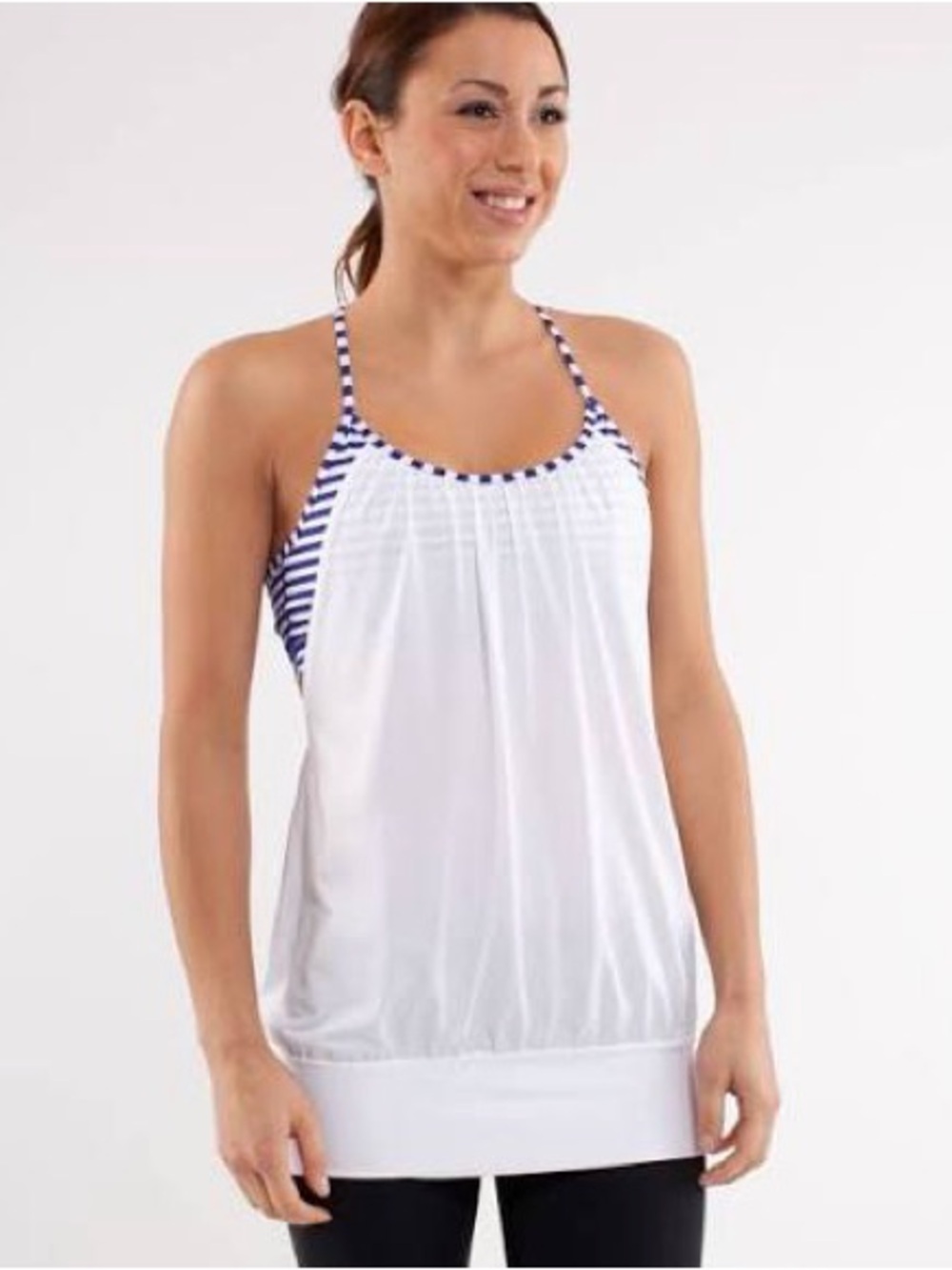 Lululemon No Limit Tank
White / Pigment Blue White Narrow Bold Stipre Size 8